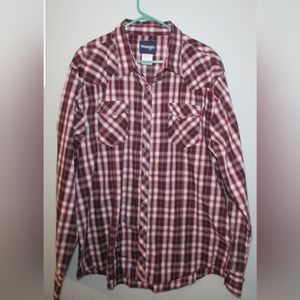Wrangler Mens western Cowboy Pearl Snap Front Plaid Shirt Size XXL